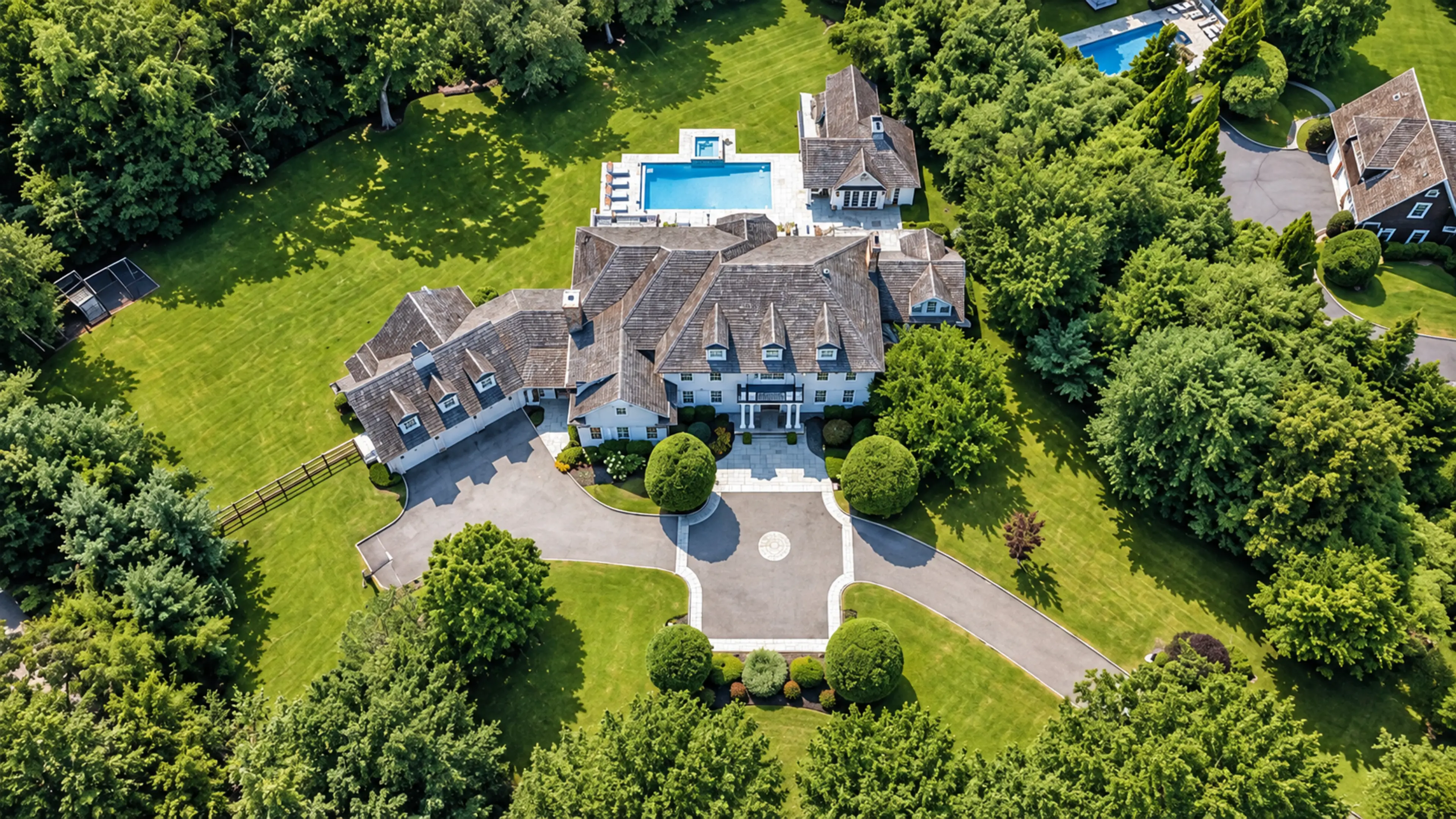 Aerial view of a large residential compound